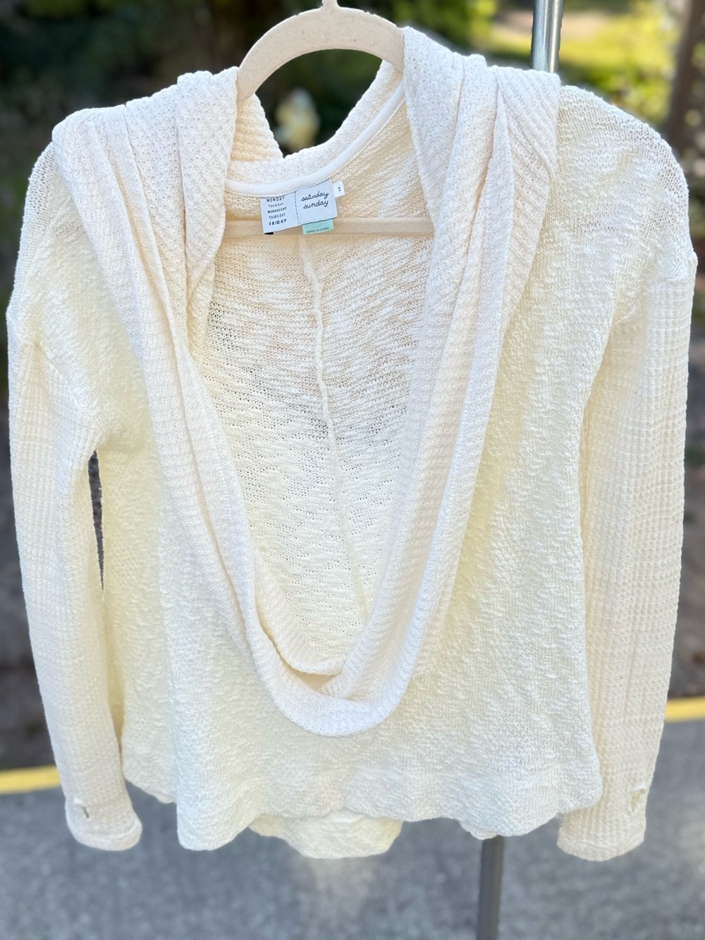 Anthropologie Saturday Sunday Almeria Hooded Cowl Sweater Ivory XS
